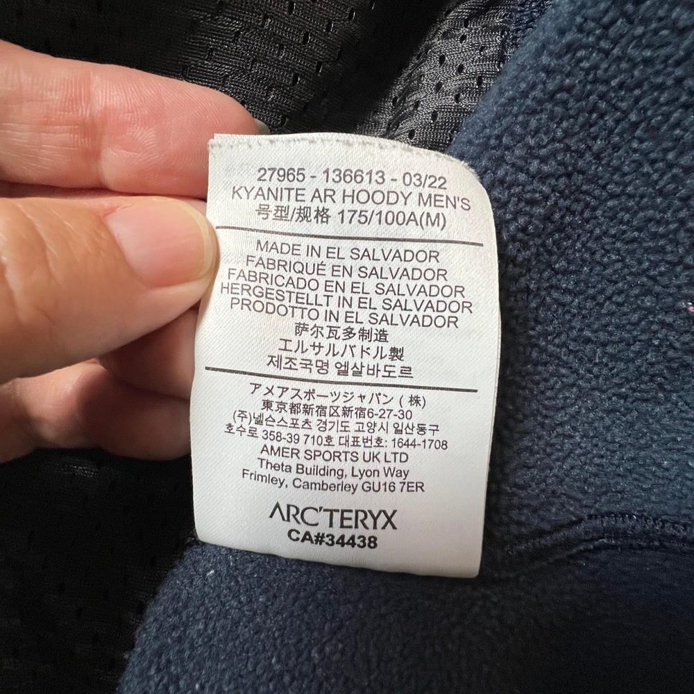 Arcteryx Kyanite AR Hoody Mens Medium Blue Full Zip Fleece Jacket Outdoor Layer - Picture 6 of 8